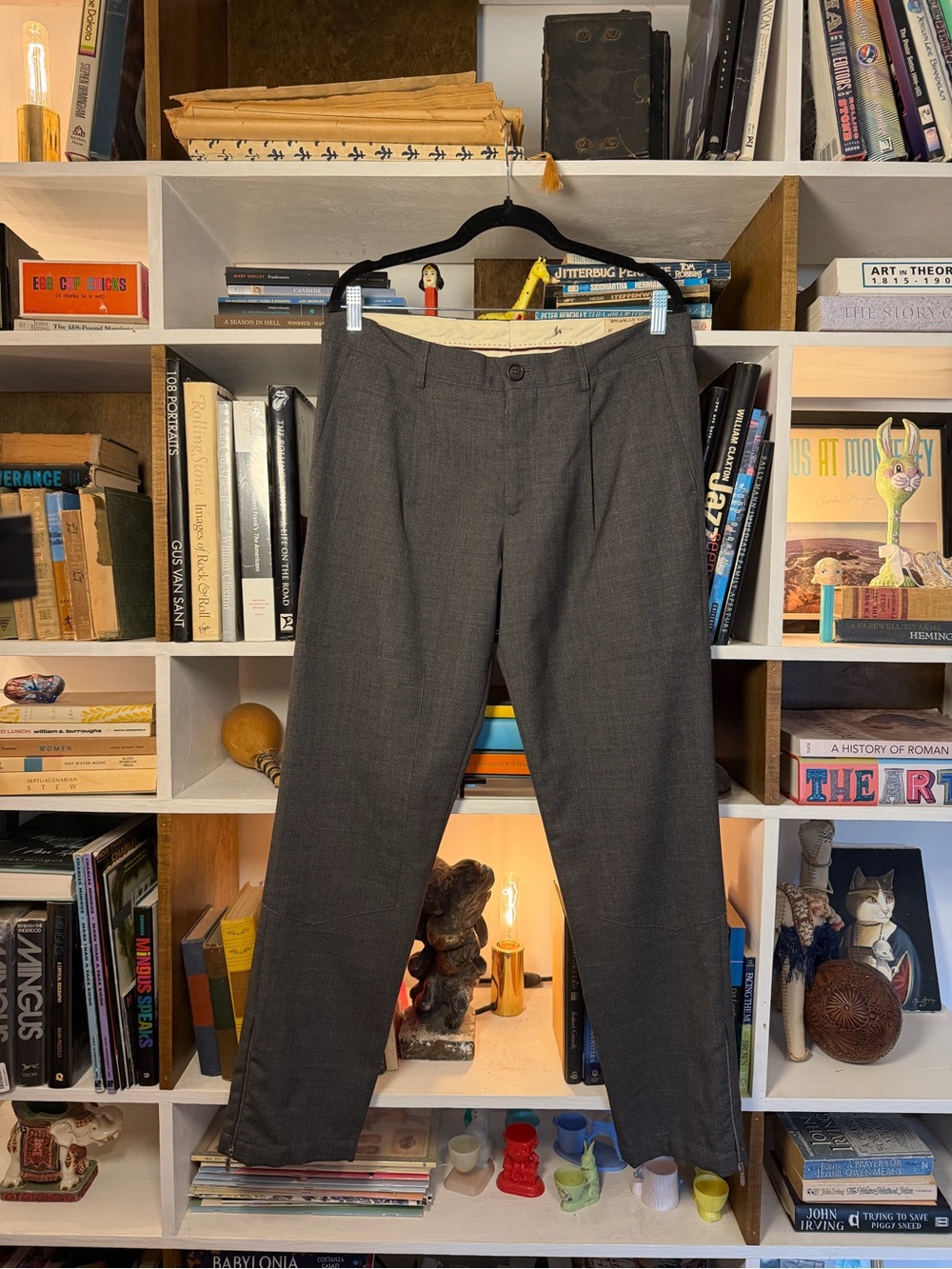 Brunello Cucinelli Charcoal Wool Zip Pants